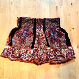 Paisley print boho shorts